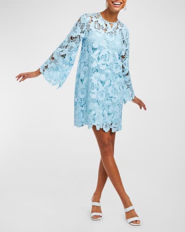 Mestiza New York Mira Flare-Sleeve Floral Lace Mini Shift Dress
