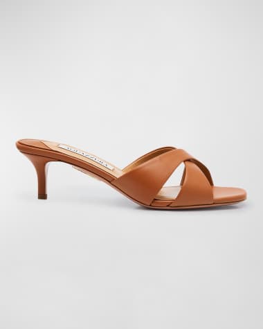 Aquazzura Divine Leather Crisscross Mule Sandals