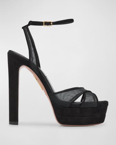 Aquazzura Divine Mesh Crisscross Platform Sandals
