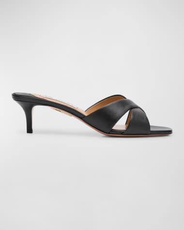 Aquazzura Leather Crisscross Mule Sandals