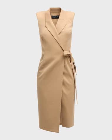 Sergio Hudson Blazer-Style Wrap Dress with Tie Belt