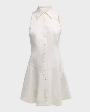 Cinq a Sept Poppy Sleeveless Flared Mini Poplin Shirtdress