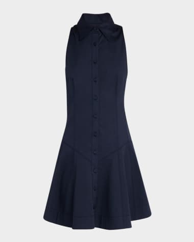 Cinq a Sept Poppy Sleeveless Flared Mini Poplin Shirtdress