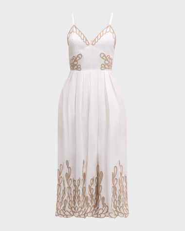 Cinq a Sept Maude Embroidered Cotton Poplin Midi Dress