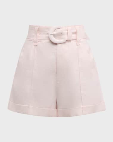 Cinq a Sept Aldi Belted Wide-Leg Linen Shorts