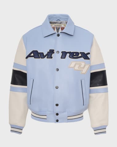 AVIREX Men's Legend Colorblock Leather Bomber Jacket