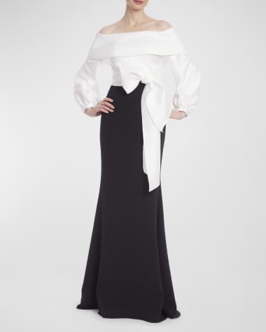 Wide Leg Jumpsuit with Two-Tone Bell Sleeves by Badgley Mischka