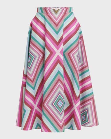 Valentino Garavani Rhombus Print Popeline Midi Skirt