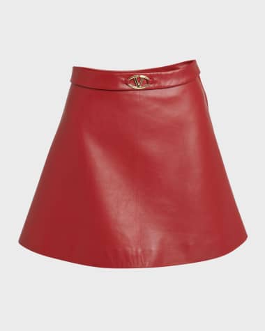 Valentino Garavani Evolution V-Logo Nappa Leather Mini Skirt