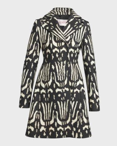 Valentino Garavani Wild-Print Wool Double-Breasted A-Line Coat