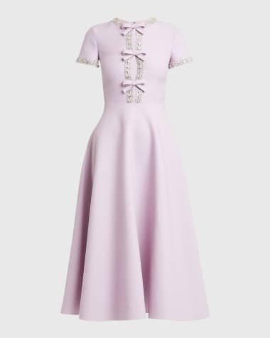 Valentino Garavani Cutout Midi Dress with Crystal Embroidery and Bow Details