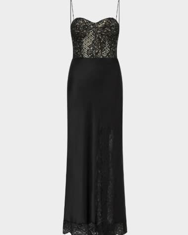 REBECCA VALLANCE Larisa Lace-Embellished Silk Corset Gown