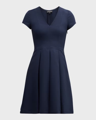 Emporio Armani Emma Pleated V-Neck Mini Dress