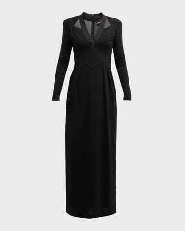 Emporio Armani Pleated Cutout Column Gown