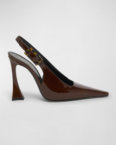 Saint Laurent Stone Glossy Slingback Pumps
