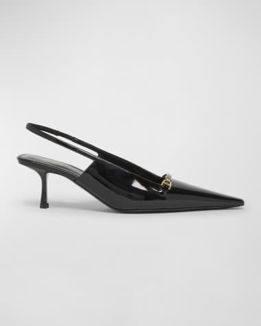 Saint Laurent Hermione Leather Kitten Slingback Pumps