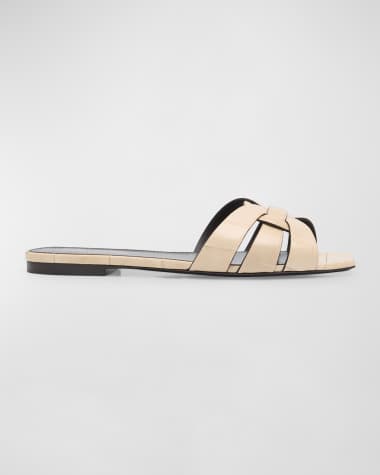 Saint Laurent Tribute Woven Flat Slide Sandals