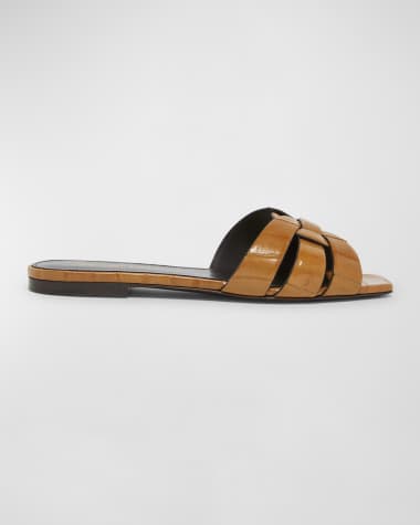 Saint Laurent Tribute Woven Flat Slide Sandals