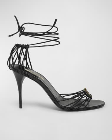 Saint Laurent Jota Strappy YSL Ankle-Wrap Sandals