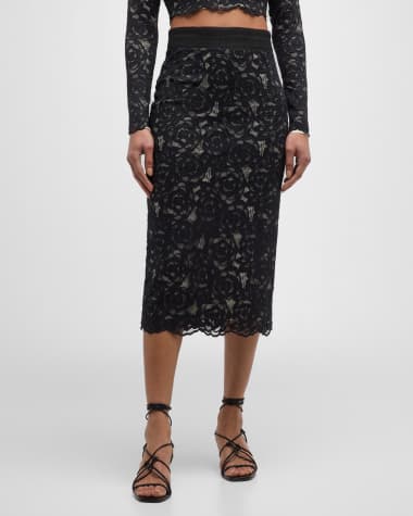 Le Superbe Liza Garden Rose Lace Midi Skirt