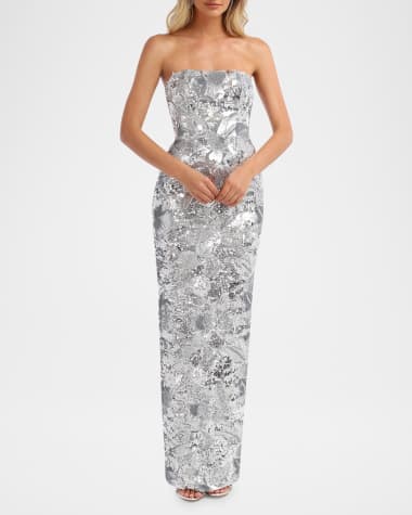 HELSI Serena Strapless Floral Sequin Column Gown
