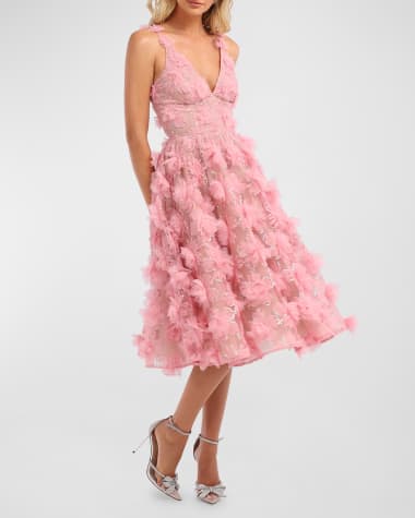 HELSI Alejandra Sequin Floral Applique Midi Dress