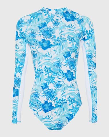 Vilebrequin Tahiti Flowers Neoprene Rashguard One-Piece Swimsuit