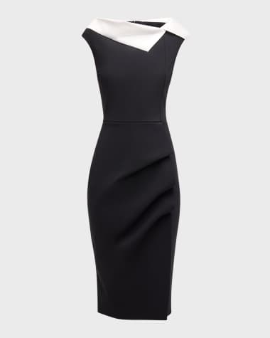 Chiara Boni La Petite Robe Sleeveless Two-Tone Ruched Midi Dress