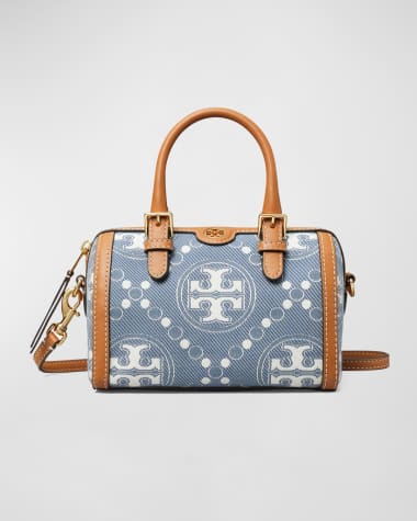 Tory Burch T Monogram Petite Denim Barrel Top-Handle Bag