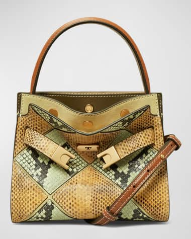 Tory Burch Lee Radziwill Petite Snake-Embossed Double Bag