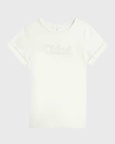 Chloe Girl's Embroidered Logo Short-Sleeve Jersey T-Shirt, Size 4-5