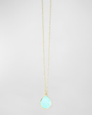 Ippolita 18K Gold Rock Candy Mini Teardrop Pendant Necklace in Turquoise Doublet, 16-18"L
