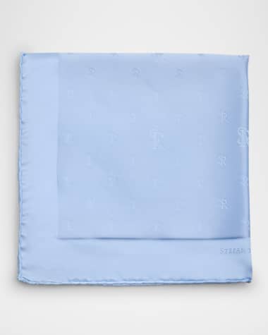Stefano Ricci Men's Tonal SR Silk Pocket Square