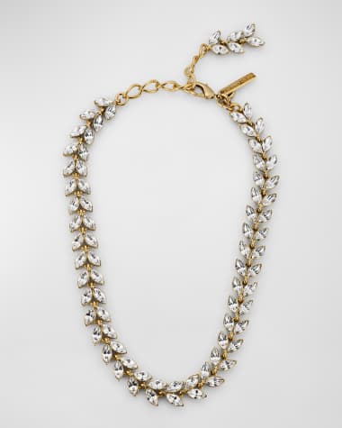 Oscar de la Renta Crystal Leaf Necklace