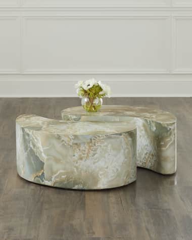 Arteriors Adeline Faux Marble Coffee Tables, Set of 2