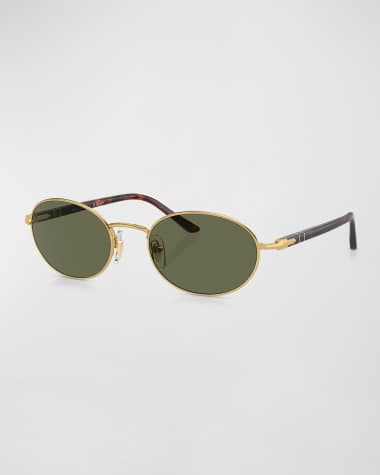 Persol Men's Polarized Metal Oval Sunglasses