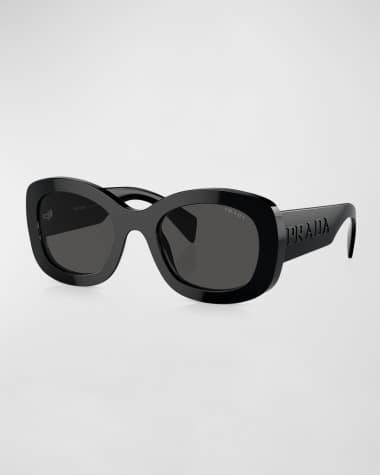 Prada Oversized Logo Acetate & Plastic Oval Sunglasses