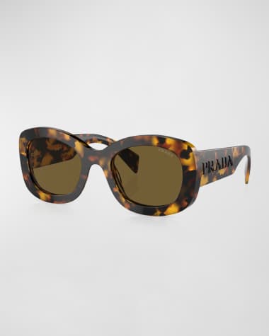 Prada Oversized Logo Acetate & Plastic Oval Sunglasses