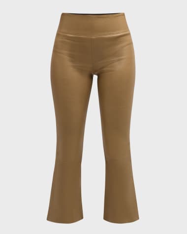 SPRWMN Leather High-Waist Cropped Flare Leggings