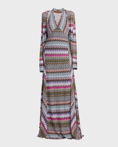 Missoni Metallic Chevron Knit Long Cardigan