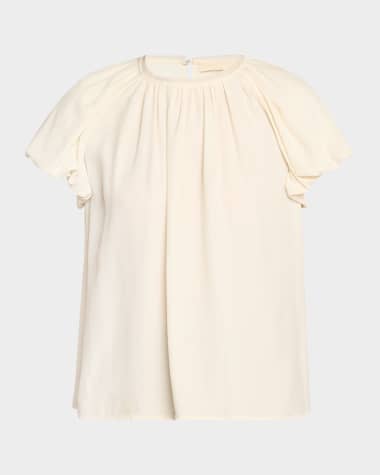 Ulla Johnson Astra Short Puff-Sleeve Top