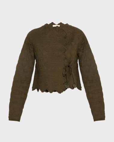 Ulla Johnson Zofia Short Quilted Scalloped Wrap Jacket