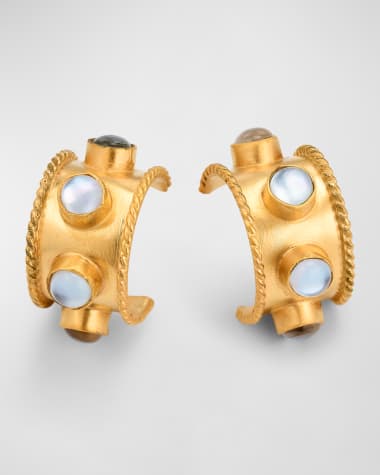 Dina Mackney 18K Gold-Plated Mother-of-Pearl Huggie Hoop Earrings