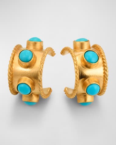 Dina Mackney Turquoise Huggie Hoop Earrings