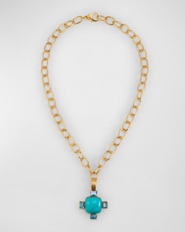 Dina Mackney Amazonite and Blue Topaz Pendant Chain Necklace