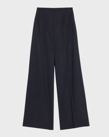 Oscar de la Renta Pinstripe Tailoring Wide-Leg Pants