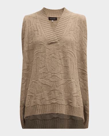 Eskandar A-Line Sleeveless V-Neck Sweater (Mid Plus Length)