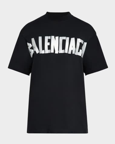 Balenciaga Men's Taped-Logo Distressed T-Shirt
