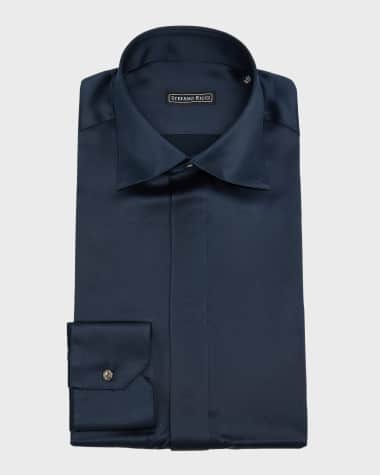 Stefano Ricci Men's Solid Satin Dress Shirt