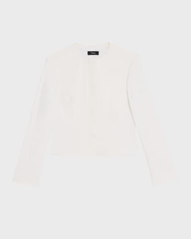 Theory Linen-Blend Cropped Peplum Jacket